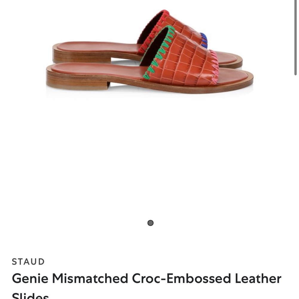 STAUD Multicolor Croc-Embossed Leather Slides